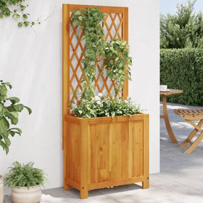 Plantenbak met latwerk 55x29,5x132 cm massief acaciahout Plantenbak met latwerk 55x29,5x132 cm massief acaciahout