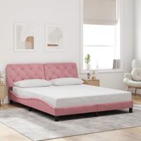 Bedframe met LED zonder matras fluweel roze 160x200 cm - thumbnail