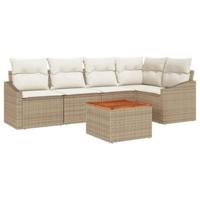 Tuinbankenset met opslag 6 pcs Beige en Crème poly rattan - thumbnail