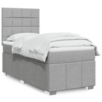 Boxspring met matras stof lichtgrijs 90x200 cm - thumbnail