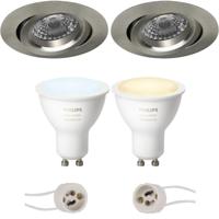 Philips Hue Inbouwspot Set - Mat Nikkel - Kantelbaar - Ø82mm - GU10 LED - White Ambiance - Bluetooth - thumbnail