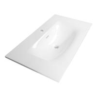 Brauer Glacier Wastafel - 80 cm - met 1 Spoelbak en 1 Kraangat - Fine Stone Hoogglans Wit - thumbnail