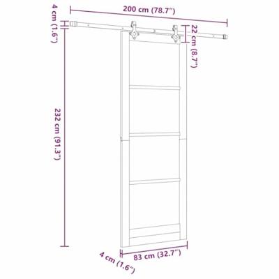 Schuifdeur Natuurlijk en wit 83 x 232 cm