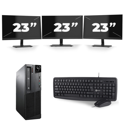 Lenovo ThinkCentre M92P SFF - Intel Core i3-3e Generatie - 8GB RAM - 256GB SSD - Windows 10 + 3x 23 inch Monitor