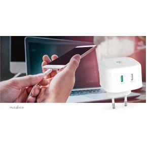 Nedis Oplader | 45 W | GaN | Snellaad functie | 2.25 / 3.0 A | Outputs: 2 | 2x USB-C™ | Automatische Voltage Selectie - WCGPD45W100WT Nedis Oplader | 45 W | GaN | Snellaad functie | 2.25 / 3.0 A | Outputs: 2 | 2x USB-C™ | Automatische Voltage Selectie - WCGPD45W100WT