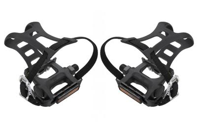 Wellgo R11 Pedalen + Toe Clips + Straps - Zwart