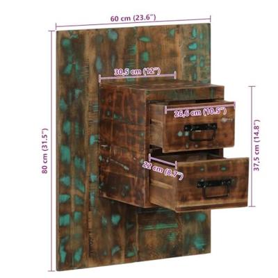 Nachtkastje 60x32x80 cm massief gerecycled hout meerkleurig