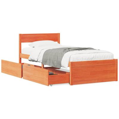 Bedframe zonder matras massief grenenhout wasbruin 100x200 cm