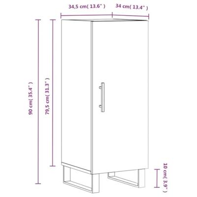 Dressoir 34,5x34x90 cm bewerkt hout bruin eikenkleur