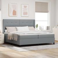 Boxspringbed met matras stof lichtgrijs 200x200 cm - thumbnail