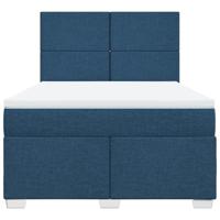Boxspring met matras stof blauw 160x200 cm - thumbnail