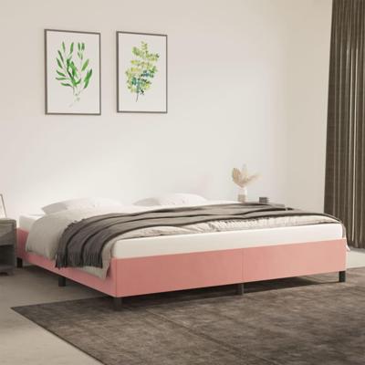 Bedframe fluweel roze 200x200 cm