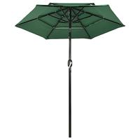 VidaXL Parasol 3-laags met aluminium paal 2 m groen - thumbnail