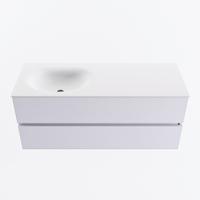 MONDIAZ VICA 120cm badmeubel onderkast Cale 2 lades. Wastafel MOON links zonder kraangat, kleur Talc. - thumbnail