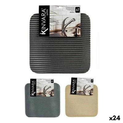 Antislipmat Kinvara Wit Donker grijs Plastic 32 x 32 cm Set 2 Onderdelen (24 Stuks)