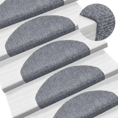VidaXL Trapmatten zelfklevend 15 stuks 65x21x4 cm lichtgrijs halfrond groot