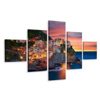 Schilderij - Manarola in Italië, 5 luik, Premium Print - thumbnail