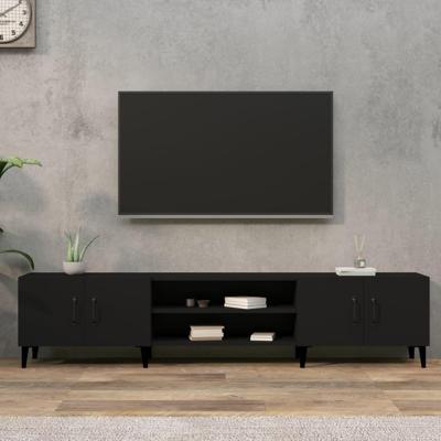 Tv-meubel 180x31,5x40 cm bewerkt hout zwart Tv-meubel 180x31,5x40 cm bewerkt hout zwart