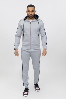 Zayne Milano - Heren Joggingspak - Grijs met bies - Style-Italie Zayne Milano - Heren Joggingspak - Grijs met bies - Style-Italie