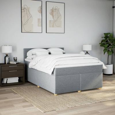 Boxspring met matras stof lichtgrijs 140x200 cm - thumbnail