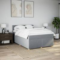 Boxspring met matras stof lichtgrijs 160x200 cm - thumbnail