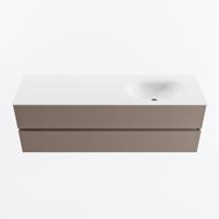 MONDIAZ VICA 150cm badmeubel onderkast Smoke 2 lades. Wastafel MOON rechts zonder kraangat, kleur Talc. - thumbnail