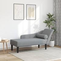Chaise longue met kussens stof lichtgrijs - thumbnail