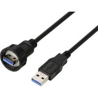 TRU COMPONENTS TC-E13T-MU3-MWA/NWA-0.5PV-S TC-13543560 USB 3.0-stekker op stekker, IP67 (schroefdraad), kabel 0,5 m Waterdichte kunststof kabel 1 stuk(s) - thumbnail