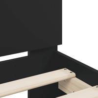 Bedframe met hoofdbord bewerkt hout zwart 140x200 cm - thumbnail
