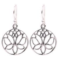 Oorbellen Lotus Messing Zilverkleur - thumbnail