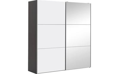 Goossens Kledingkast Easy Storage Sdk, 203 cm breed, 220 cm hoog, 1x 3 paneel schuifdeur li en 1x 3 paneel spiegel schuifdeur re