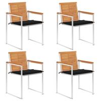 Tuinstoelen 4 st met kussens massief acaciahout - thumbnail