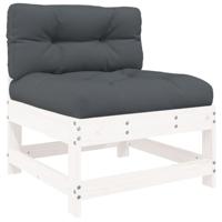 7-delige Loungeset met kussens massief hout wit - thumbnail