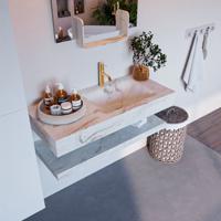 MONDIAZ ALAN-DLUX 100cm planchet Frappe. Vrijhangende wastafel CLOUD rechts 1 kraangat, kleur Frappe. - thumbnail