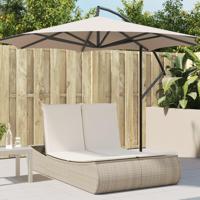 Ligbed 2-persoons met kussens poly rattan beige - thumbnail