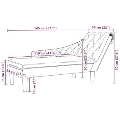 Chaise longue met kussen en rechterarmleuning stof donkergrijs