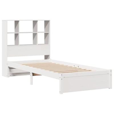Bed met boekenkast zonder matras grenenhout wit 90x190 cm