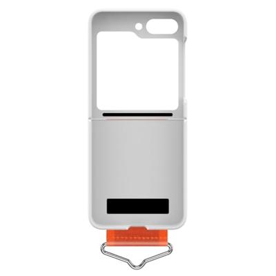 Lunso - Samsung Galaxy Z Flip5 - Hoes met band - Wit/Oranje