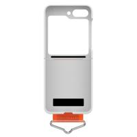 Lunso - Samsung Galaxy Z Flip5 - Hoes met band - Wit/Oranje - thumbnail