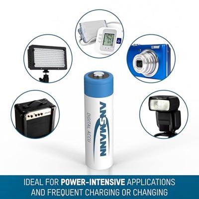 ANSMANN Accu AA 2.850 mAh (min. 2.650 mAh) NiMH 1,2 V (4 stuks) - oplaadbare penlitebatterijen AA, hoge capaciteit voor een hoog stroomverbruik
