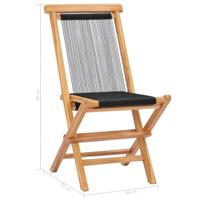 Tuinstoelen inklapbaar 2 st massief teakhout en touw - thumbnail