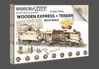 Wooden city 3D puzzel locomotief en kolenwagen - thumbnail