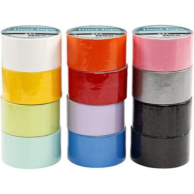 Creativ Company Duck tape, effen kleur, b: 48 mm, diverse kleuren, 12x5 m/ 1 doos