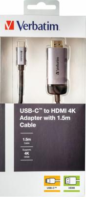 Verbatim USB-C Adapterkabel [1x USB-C stekker - 1x HDMI-stekker] 49144 1.50 m
