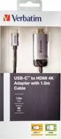 Verbatim USB-C Adapterkabel [1x USB-C stekker - 1x HDMI-stekker] 49144 1.50 m - thumbnail