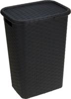 Wasmand met Deksel 60L Antraciet Rechthoekig - thumbnail
