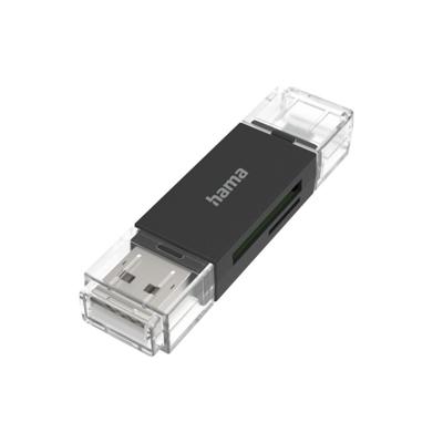 Hama USB-kaartlezer OTG USB-A + Micro-USB USB 2.0 SD/microSD Hama USB-kaartlezer OTG USB-A + Micro-USB USB 2.0 SD/microSD