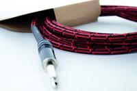 Cordial 14786 Jackplug Instrumenten Aansluitkabel [1x Jackplug male 6,3 mm (mono) - 1x Jackplug male 6,3 mm (mono)] 7.50 m Zwart, Rood Textielmantel - thumbnail