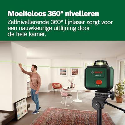 BOSCH lijnlaser - PLL 360-1 G - Inclusief gebruikershandleiding, beschermhoes en Li-ionbatterij