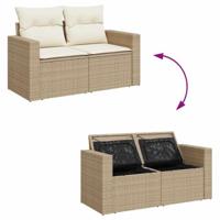 6-delige Loungeset met kussens poly rattan acacia beige - thumbnail